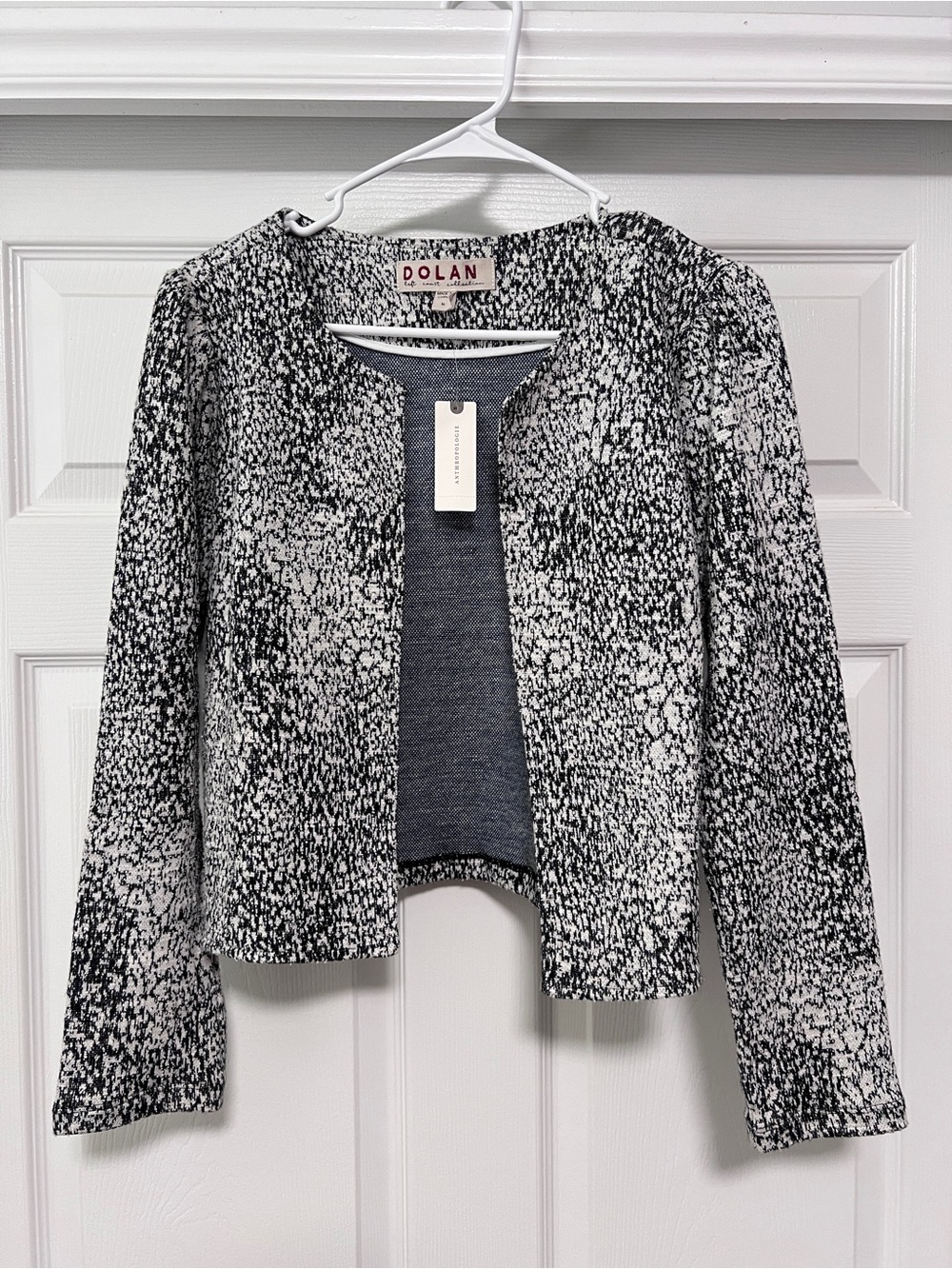 Anthropologie Dolan Black and White Textured Open Blazer